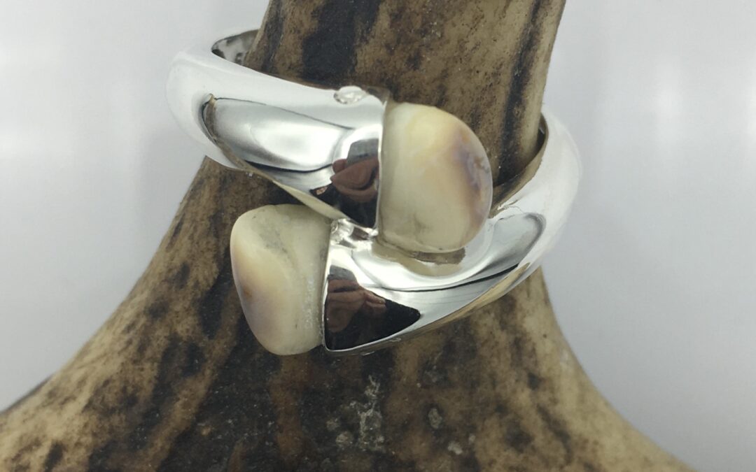 Bague argent « toi et moi » crocs de biche