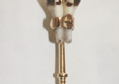 Broche vènerie manche de fouet, ceinturon et crocs de cerf